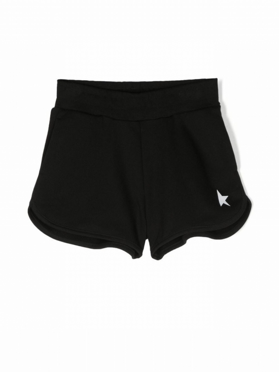 Kids' Star Print Cotton Blend Shorts In Black