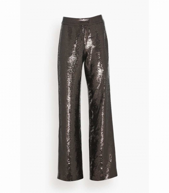 Sequined Flare Pant In Nine Iron In Brown