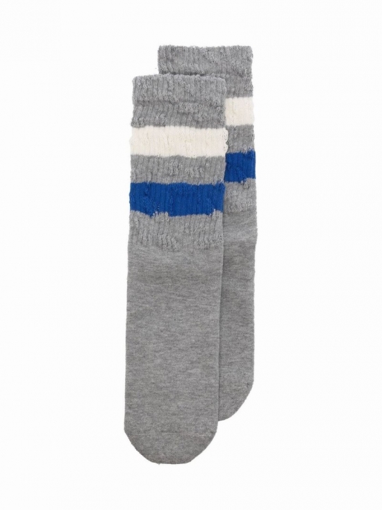 Socks High Rib/stripes/ripped In Melange Grey Surf The Web Papyrus