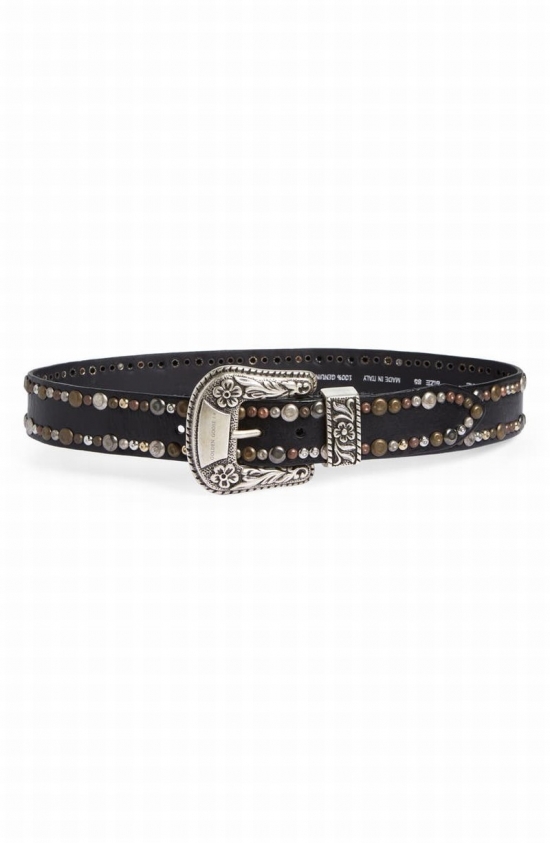 Studded Leather Belt In Black