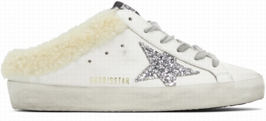 Ssense Exclusive White Super-star Sabot Sneakers In White/ Silver Beige