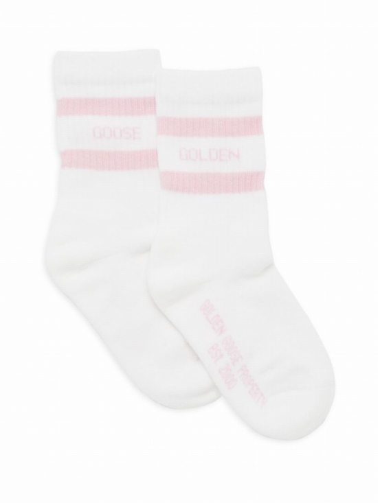 Litte Kid's & Kid's High Rib Striped Socks In Old White Pink