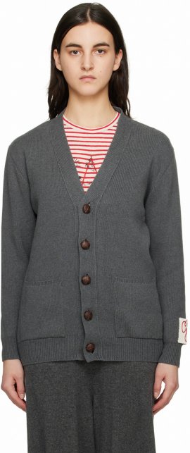 Gray Patch Cardigan In 60304 Dark Grey Mela