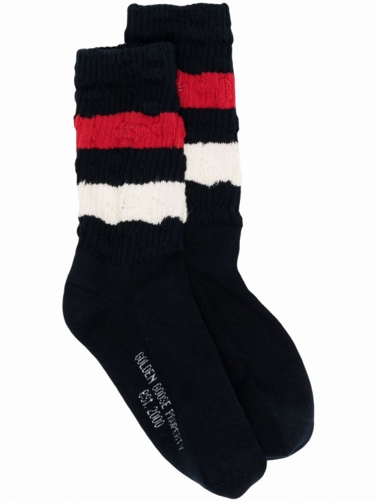 Logo-intarsia Knit Ankle Socks In Blue