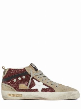 20mm Mid Star Glittered Sneakers In Dark Red,black