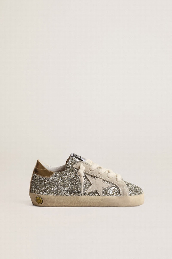 Kids' Super-star Sneakers With Glitter In Argento