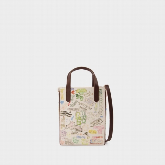 California Tote Bag - - White/multi - Leather In Multicoloured