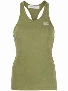 Elide Slogan-print Tank Top In Green