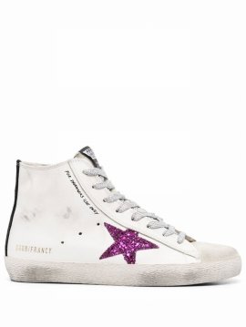 Women's White Leather Hi Top Sneakers