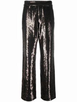 Wide-leg Sequin-embellished Trousers In Grey