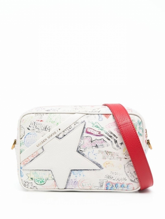 Graffiti-print Crossbody Bag In Weiss