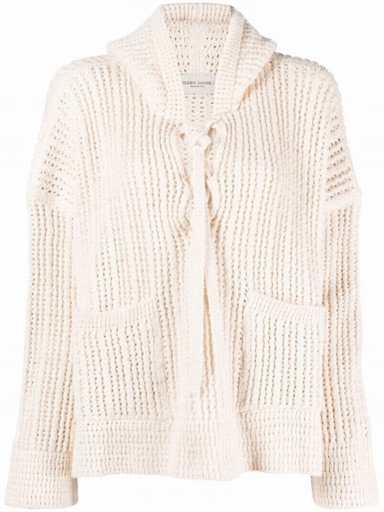 Knit Hooded Top In Neutrals