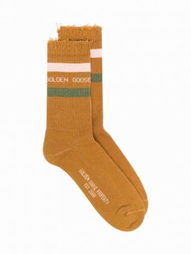 Socks High Rib/ Stripes//ripped In Brown Green Pink