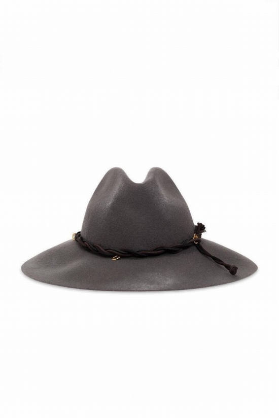 Wide-brim Virgin Wool Fedora In Grey