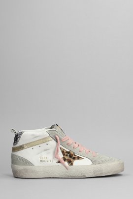 Mid Star Sneakers In White Suede And Leather