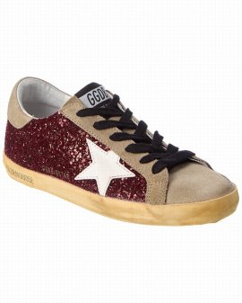 Superstar Glitter Leather Sneaker In Red