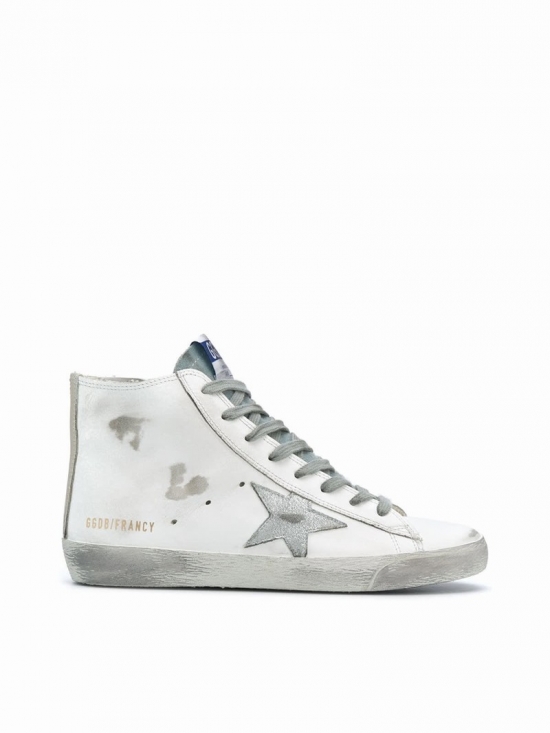 Francy Leather Upper Suede Laminated Star In White Silver Milk