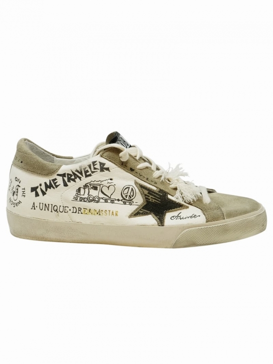 White Suede Signature Leather Super Star Sneakers