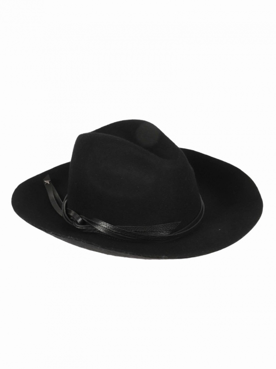 Golden Fedora Hat In Black