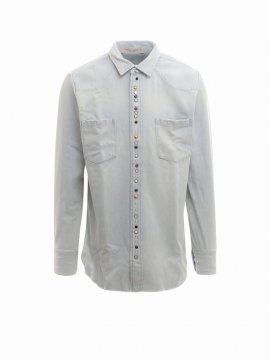 Regular Bleached Shirt In Light Blue