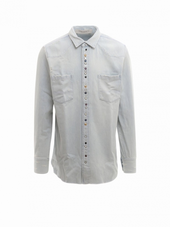 Regular Bleached Shirt In Light Blue