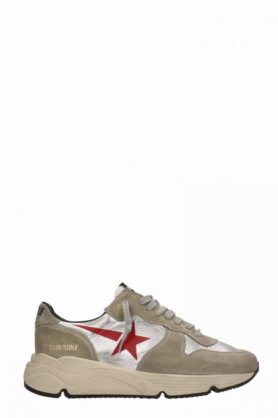 Running Sneakers In Silver Suede And Fabric