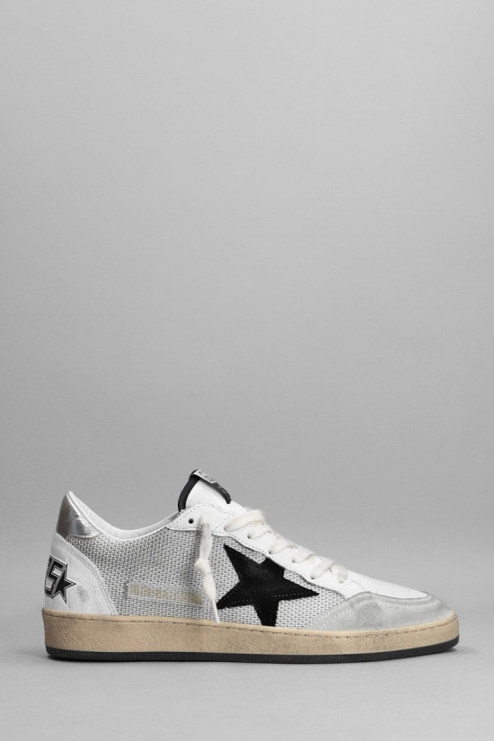 Ball Star Sneakers In White Leather And Fabric In Default Title