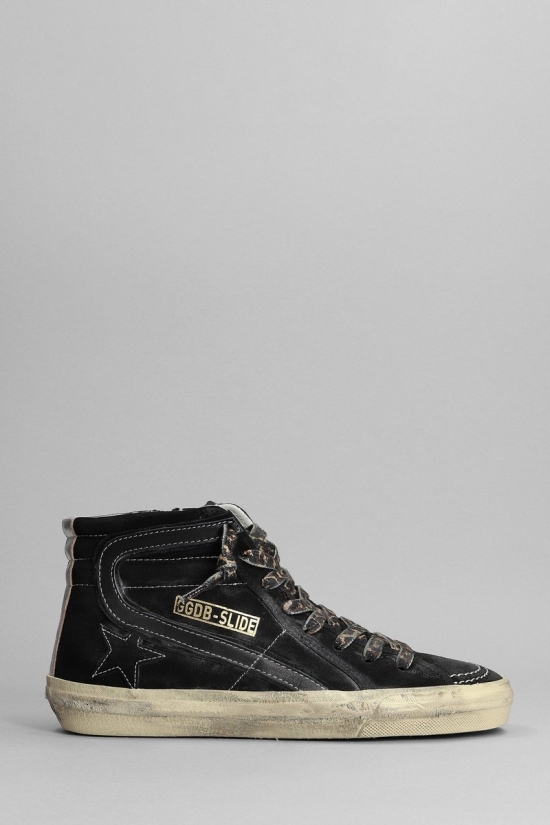 Slide Sneakers In Black Leather