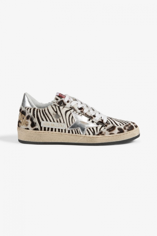 Ball Star Printed Calf-hair Sneakers In Animal Print