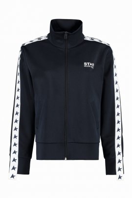 Contrasting Stripes Full-zip Jacket In Dark Blue/ White