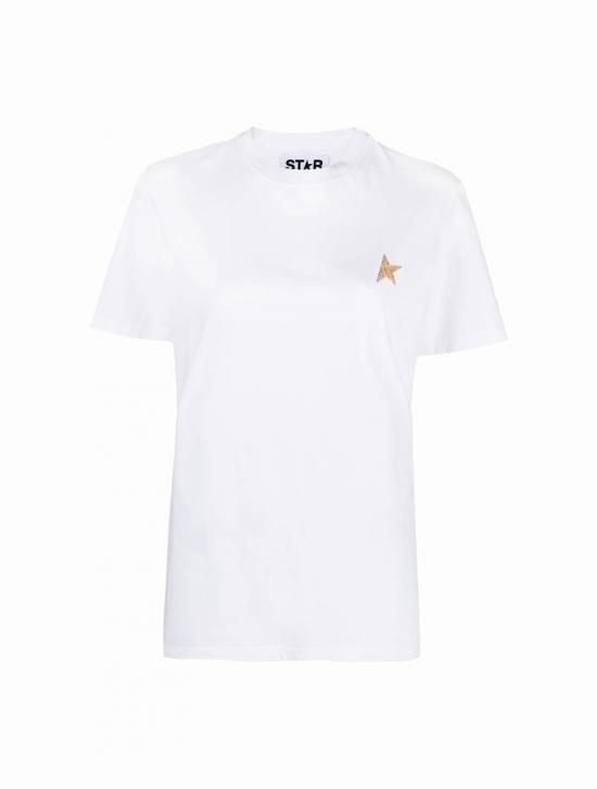 Star W`s Regular T-shirt /small Star/ Glitter In White Gold