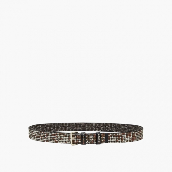 Sil Washed Leather Belt In Black