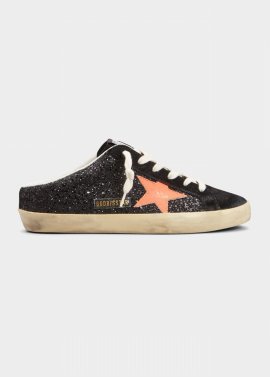 Superstar Sabot Glitter Slide Sneakers In Blackcoral Red