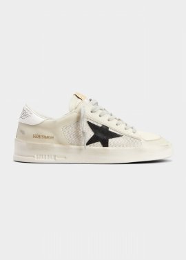 Stardan Leather Net Low-top Sneakers In Sandlight Silverb