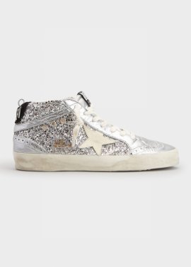 Mid Star Glitter Wing-tip Sneakers In Silver