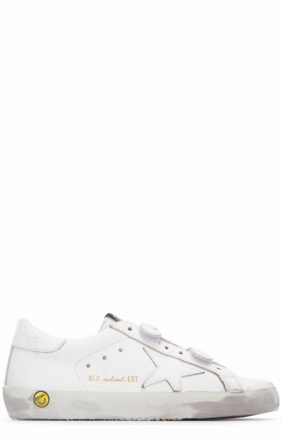 Kids' Old School Velcro Strap Sneakers In Optic White