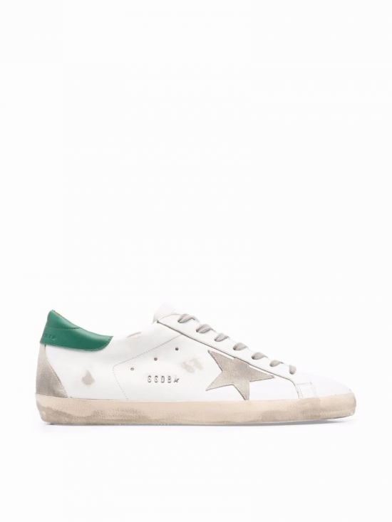 Super-star Leather Upper And Heel Suede Star And Spur Metal Lettering In White Ice Green