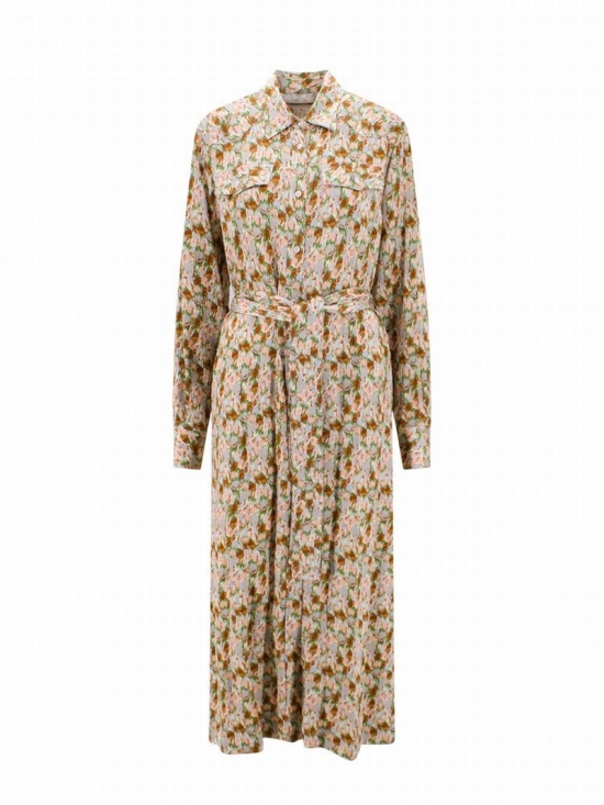 Deluxe Brand Floral Printed Midi Shirt Dress In Multi