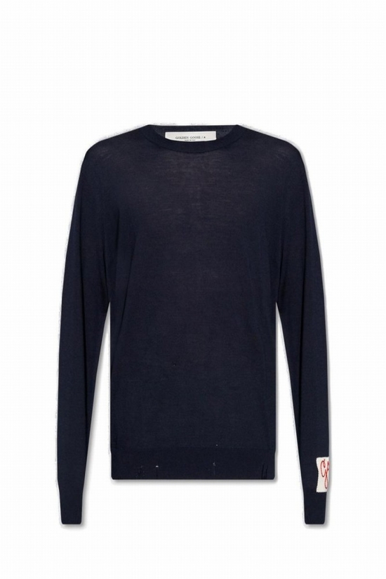 Deluxe Brand Logo Patch Crewneck Jumper In Navy