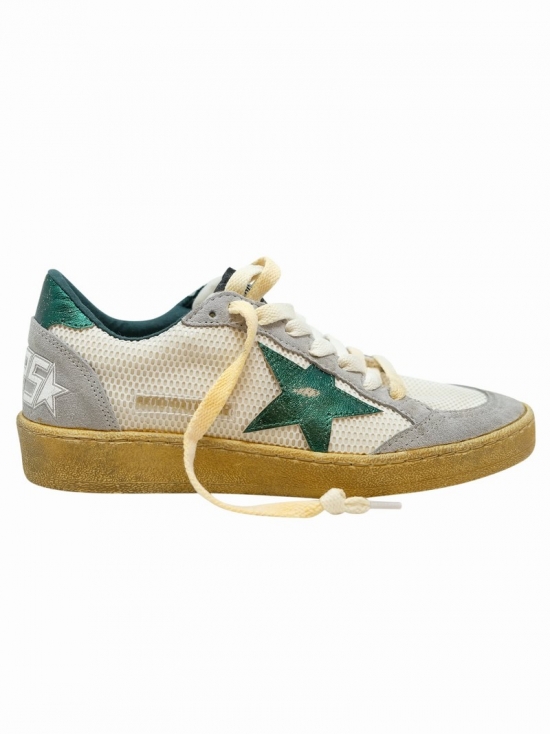 White Green Laminated Leather Ball Star Sneakers