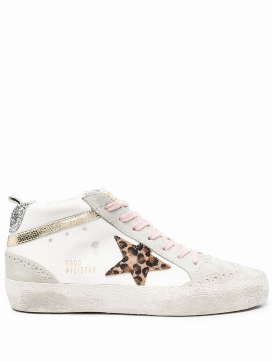 Mid Star Leather Sneakers In White