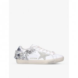 Superstar 10273 Crystal-embellished Leather Trainers In White/oth