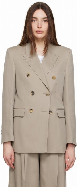 Beige Double-breasted Blazer In 60398 Roasted Cashew