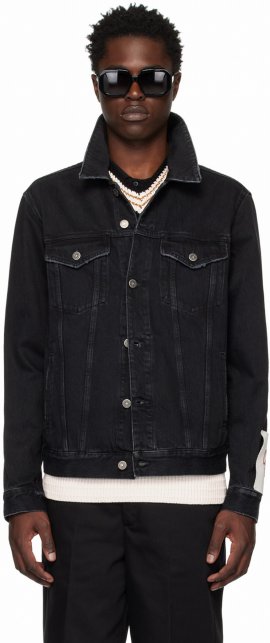 Black Mid-wash Denim Jacket In 90100 Black