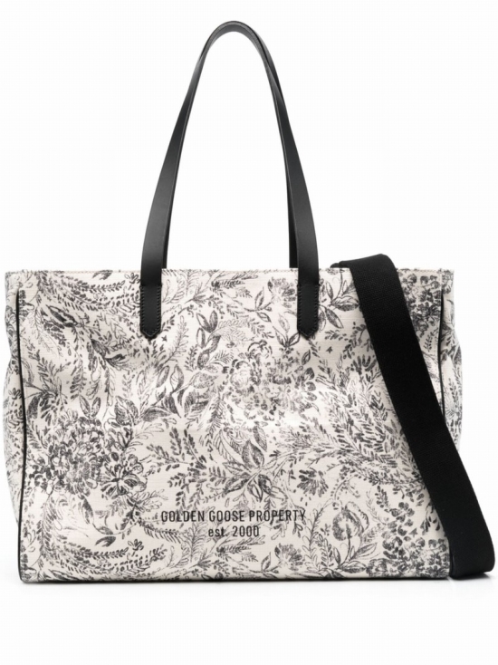 Toile De Jouy-print Tote Bag In Weiss