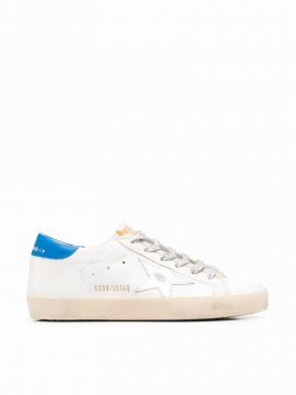 Super-star Nappa Upper Laminated Star Leather Heel Lacing With Trims In Cream Silver Blue