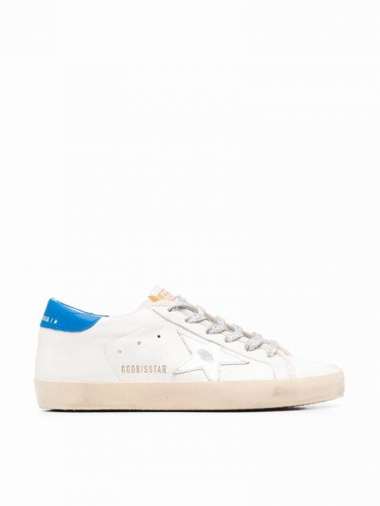 Super-star Nappa Upper Laminated Star Leather Heel Lacing With Trims In Cream Silver Blue