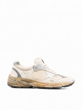 Running Dad Nylon And Nappa Upper With Trims Leather Star In White Beige White Silver