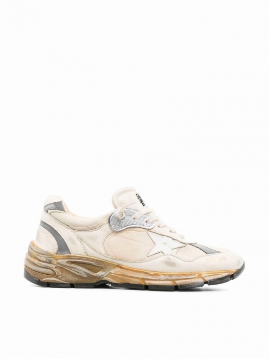 Running Dad Nylon And Nappa Upper With Trims Leather Star In White Beige White Silver