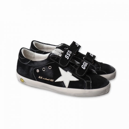 Kids' Sneakers Nere Old School Edt In Pelle Scamosciato Con Velcro Bambino In Nero